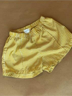 Kids Yellow Striped Elastic-Waist Shorts